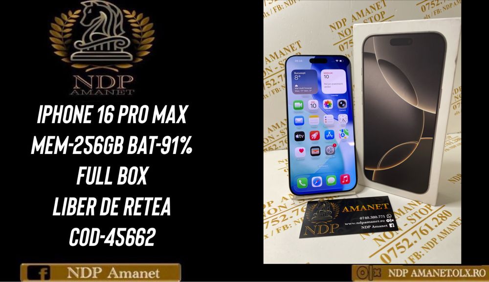 NDP Amanet Braila Iphone 16 Pro Max 256gb (45662)