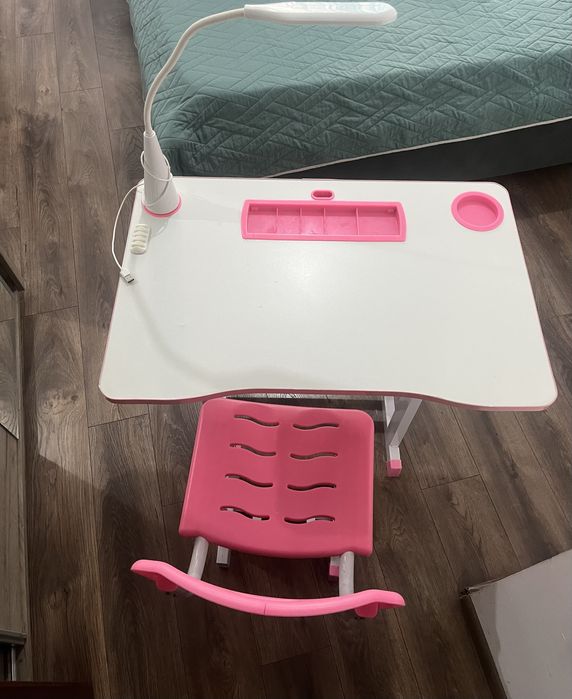 Birou reglabil fetite 3-6 ani roz