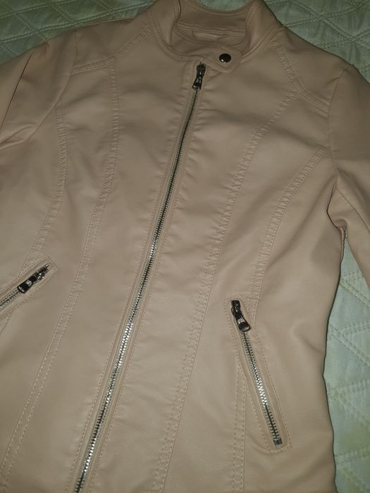 Ново кожено яке цвят пудра