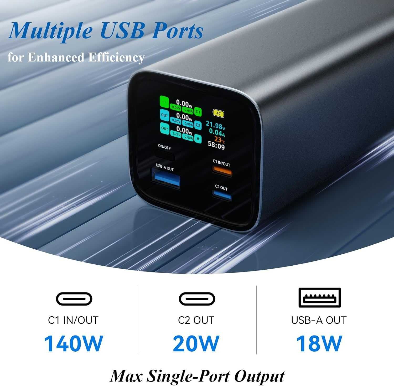 Minthouz Power Bank 27000mAh със смарт дигитален дисплей, PD3.1 140W