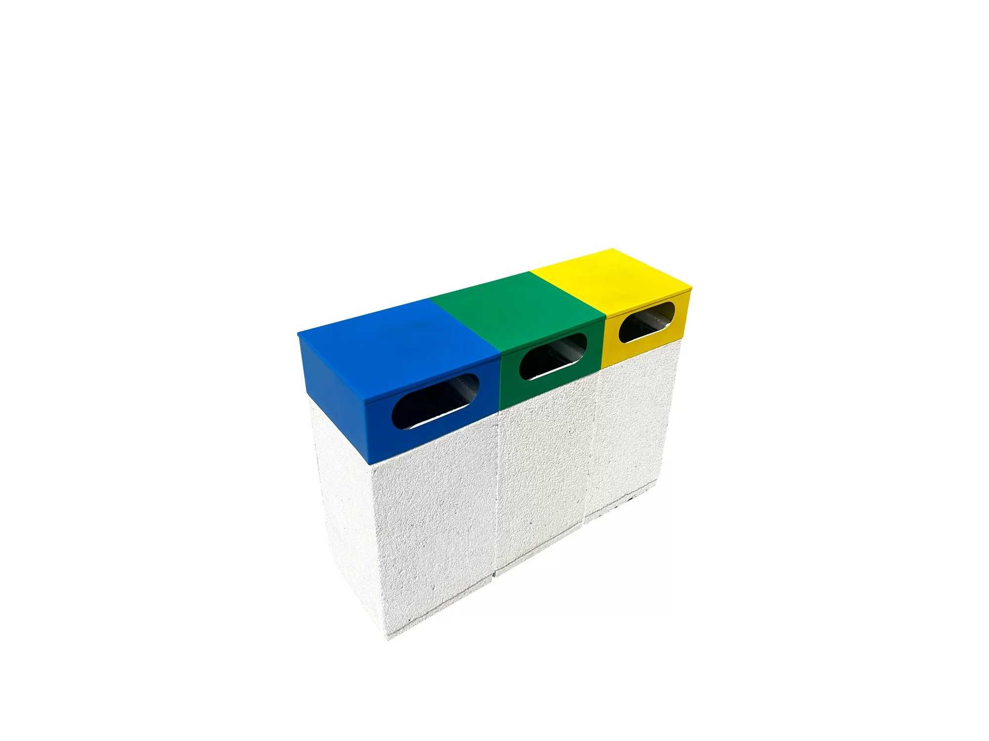 Coș de gunoi stradal selectiv din beton alb 38×70 cm