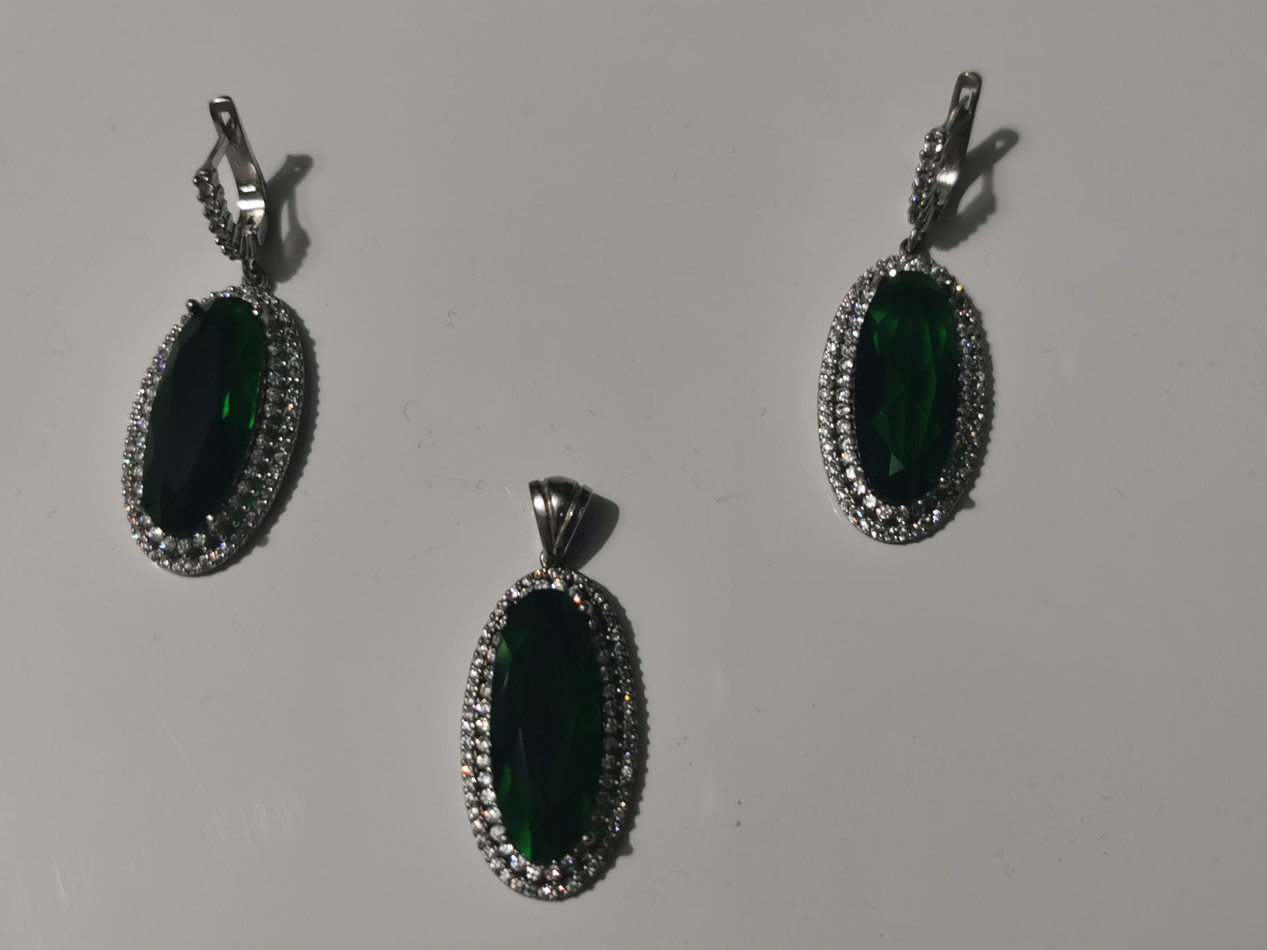 Set argint model deosebit - radacina de Smarald - bijuterii