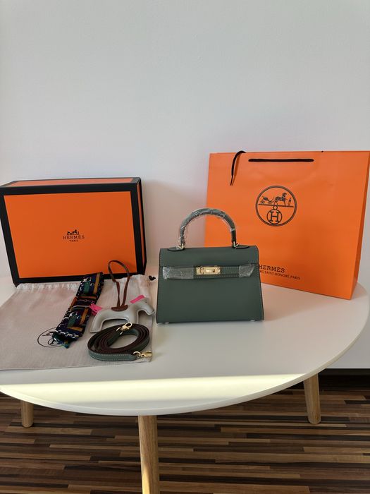 Geanta Hermes Kelly 19cm Green