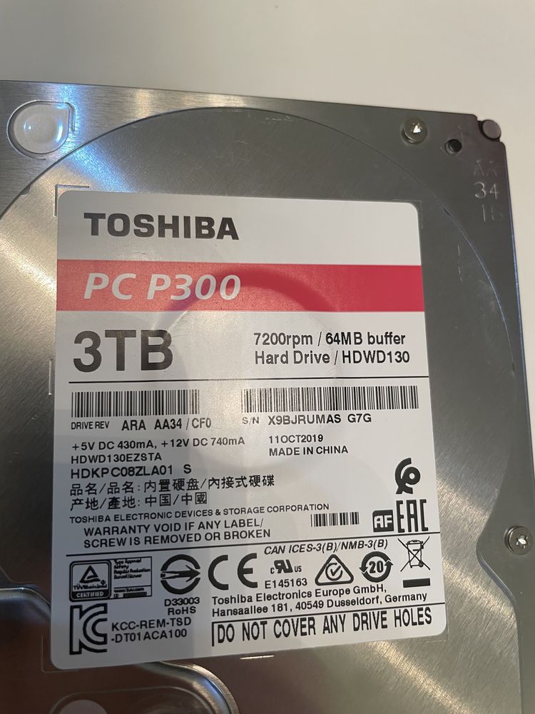 Жесткий диск 3 Тб. 20шт в наличии. Toshiba P300. HDD. 3Tb