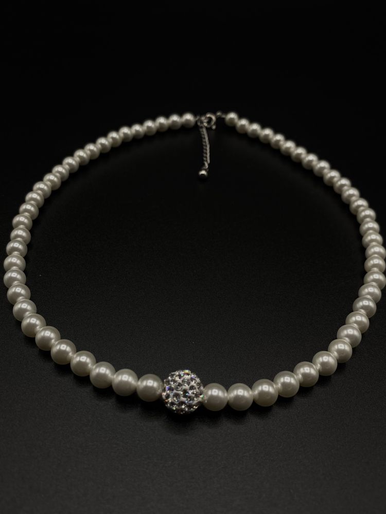 Colier din perle naturale de scoica si inchizatoare argint 925