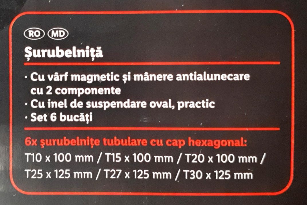 Nou, Sigilat - set 6 șurubelnițe cu vârf magnetic tip torx