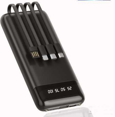Соларно зарядно за телефон Power Bank, 4 кабела, 30000mAh, LED фенерче