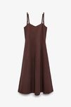 Кафява лятна рокля ZARA 40% лен - XS размер - нова без етикет