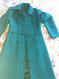 Palton stofa lana verde albastrui