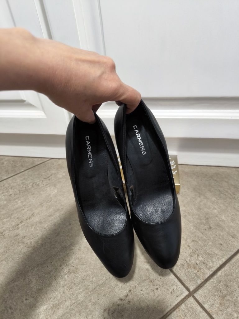 Pantofi negri din piele, Carmens,mărimea 37