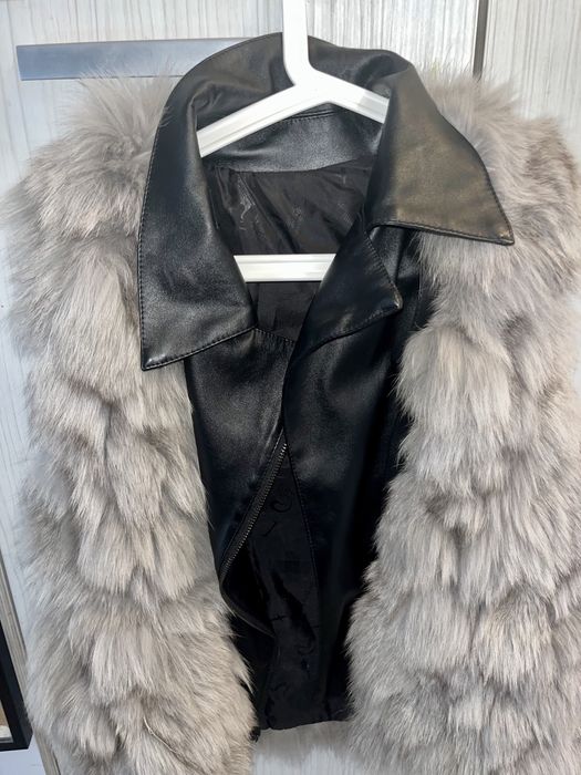 Vand vesta blana naturala+piele/haina scurta blana naturala