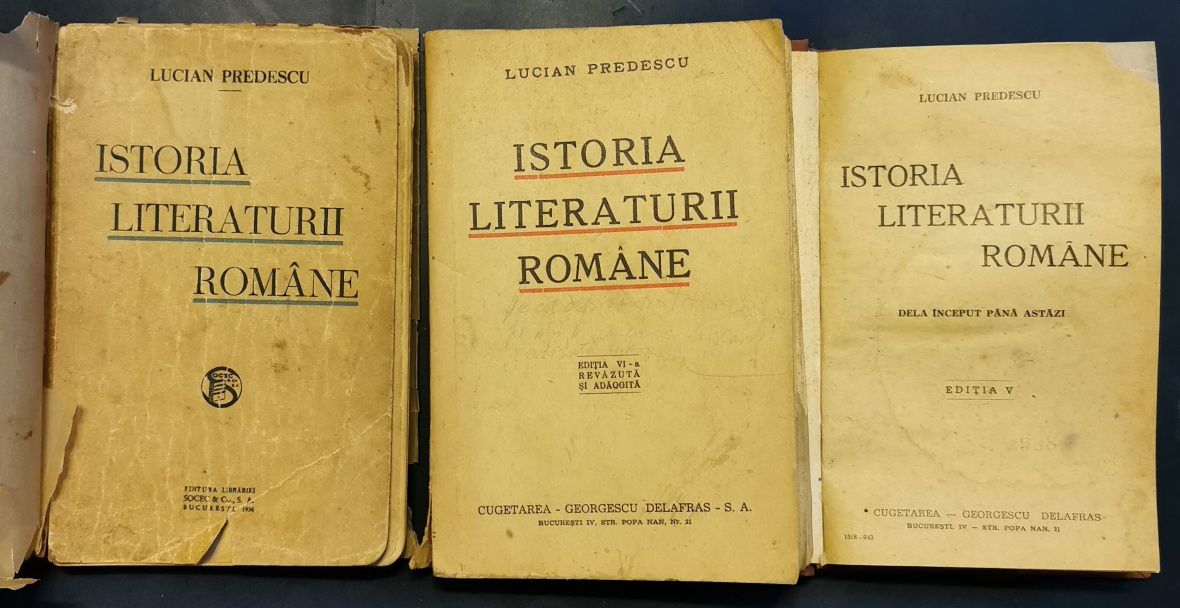 Istoria Literaturii romane, Lucian Predescu 1936