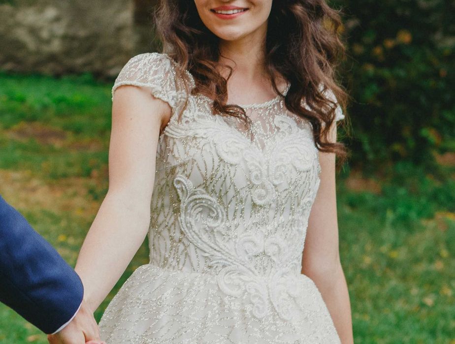 Rochie de mireasa CREM-ROZ - Brand Voloca - marimea S 34-36