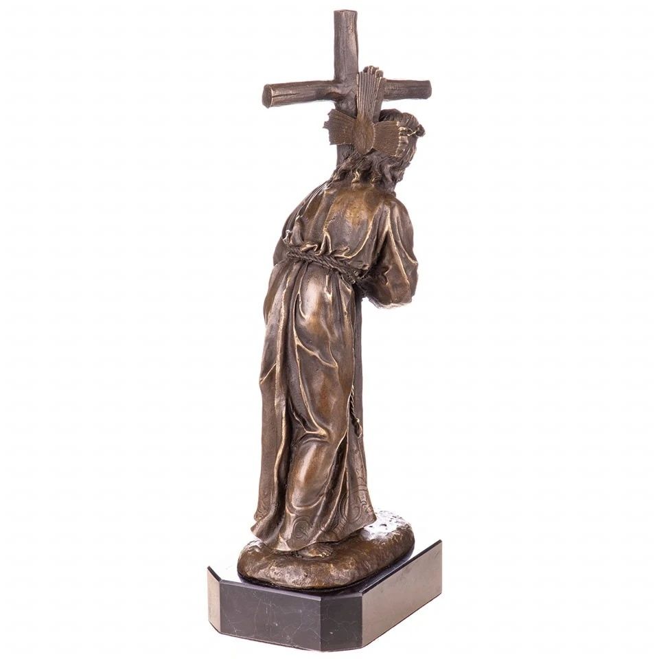 Iisus purtând crucea,statueta din bronz
