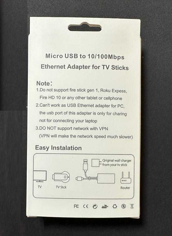 Адаптер переходник с Micro USB на Ethernet LAN RJ45