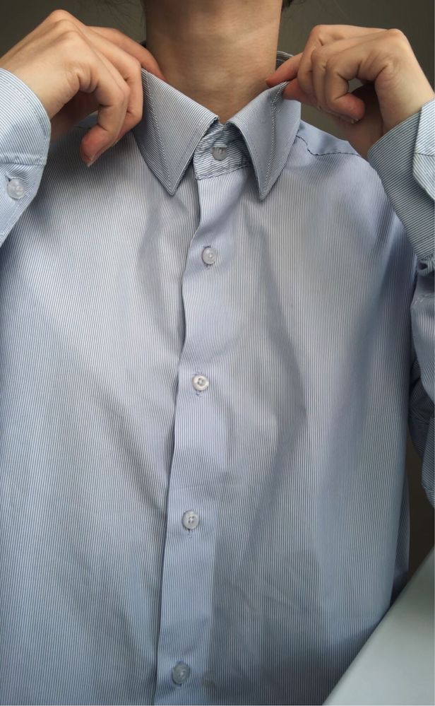 Мужская рубашка brostem голубая в мелкую полоску