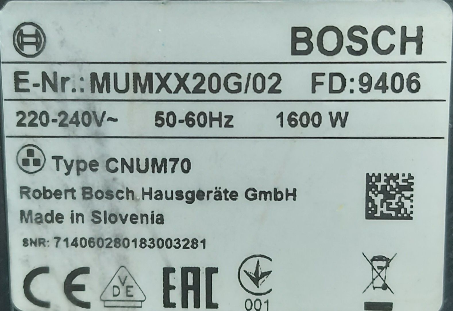 Миксер Bosch mumXX20g