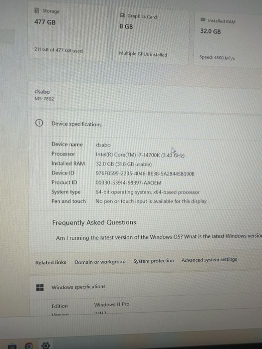 Kit PC Gaming + monitor 240Hz, i7 14700K, RTX 4060, 32 GB RAM DDR5