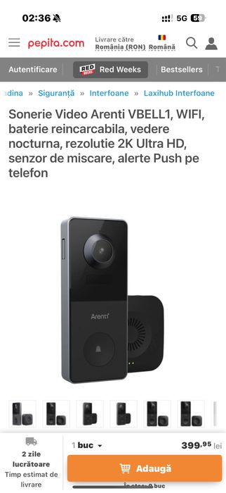 Sonerie Video Arenti VBELL1, WIFI noua ! !