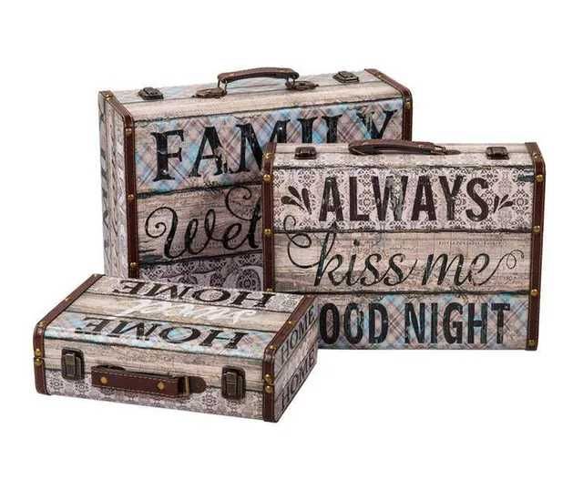 set trei valize lemn vintage decor, noi