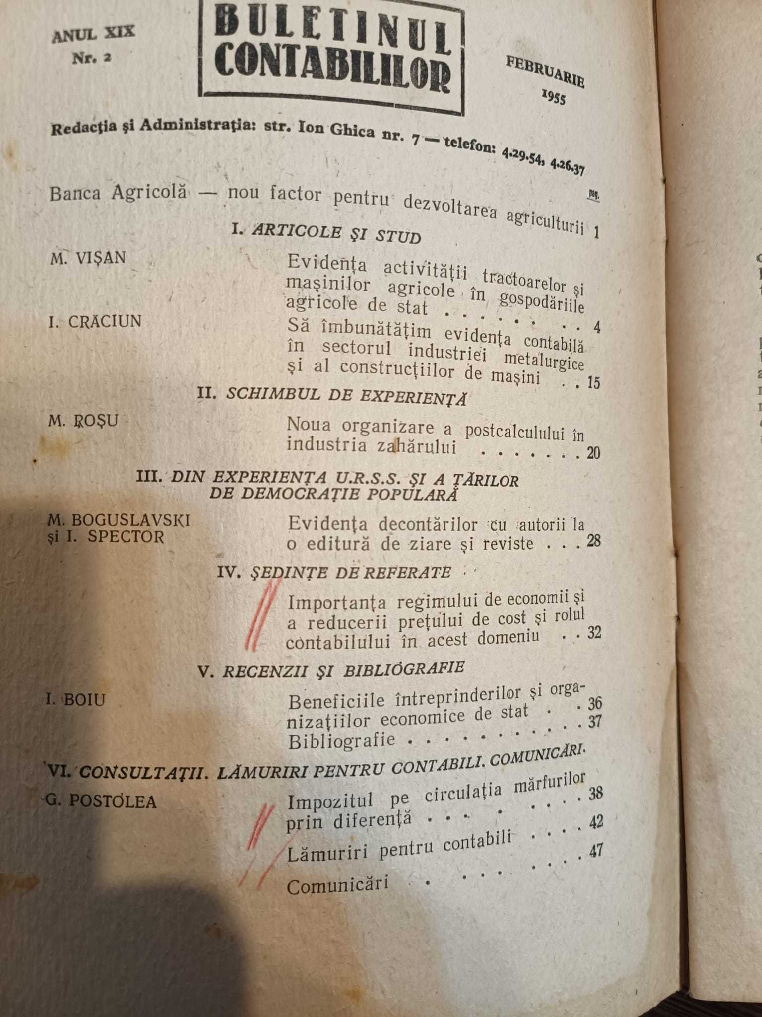 Broșuri ”Buletinul contabililor” 1955, și ”Evidența contabilă” 1964