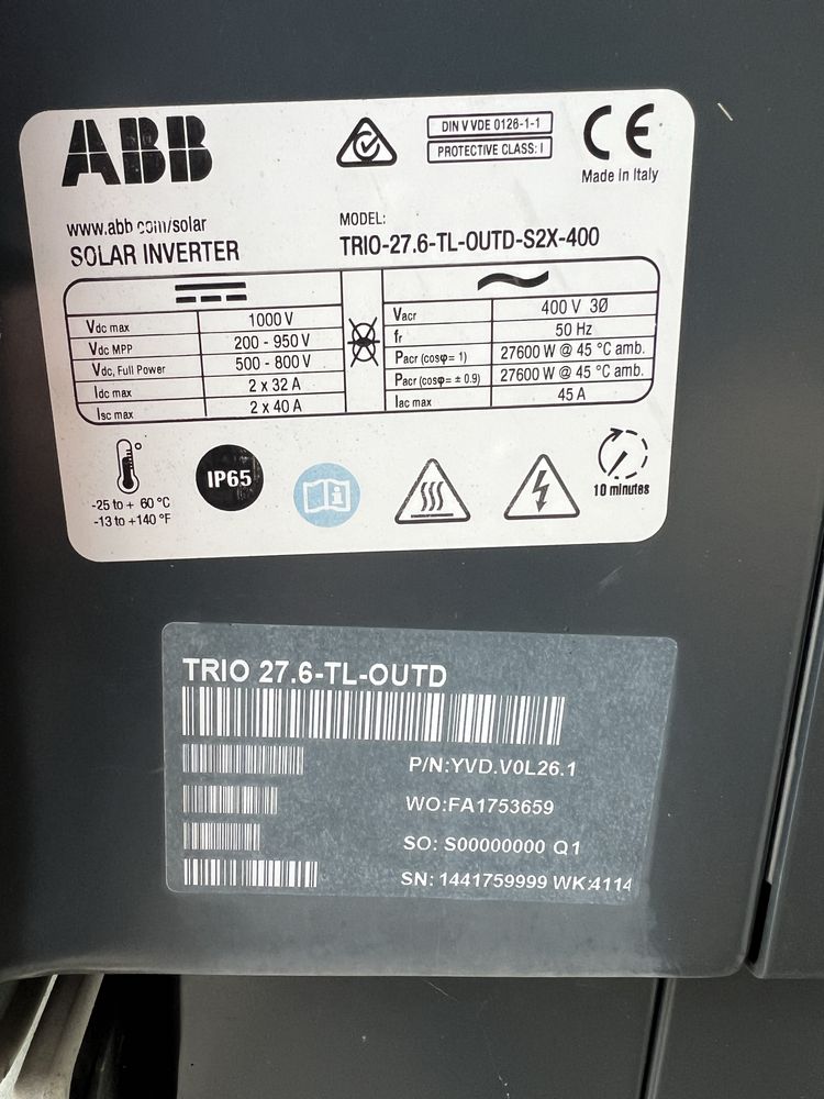 Invertoare ABB TRIO-27.6-TL-OUTD-S2X-400