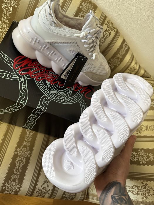 adidasi versace chain reaction triple white calitate superioara