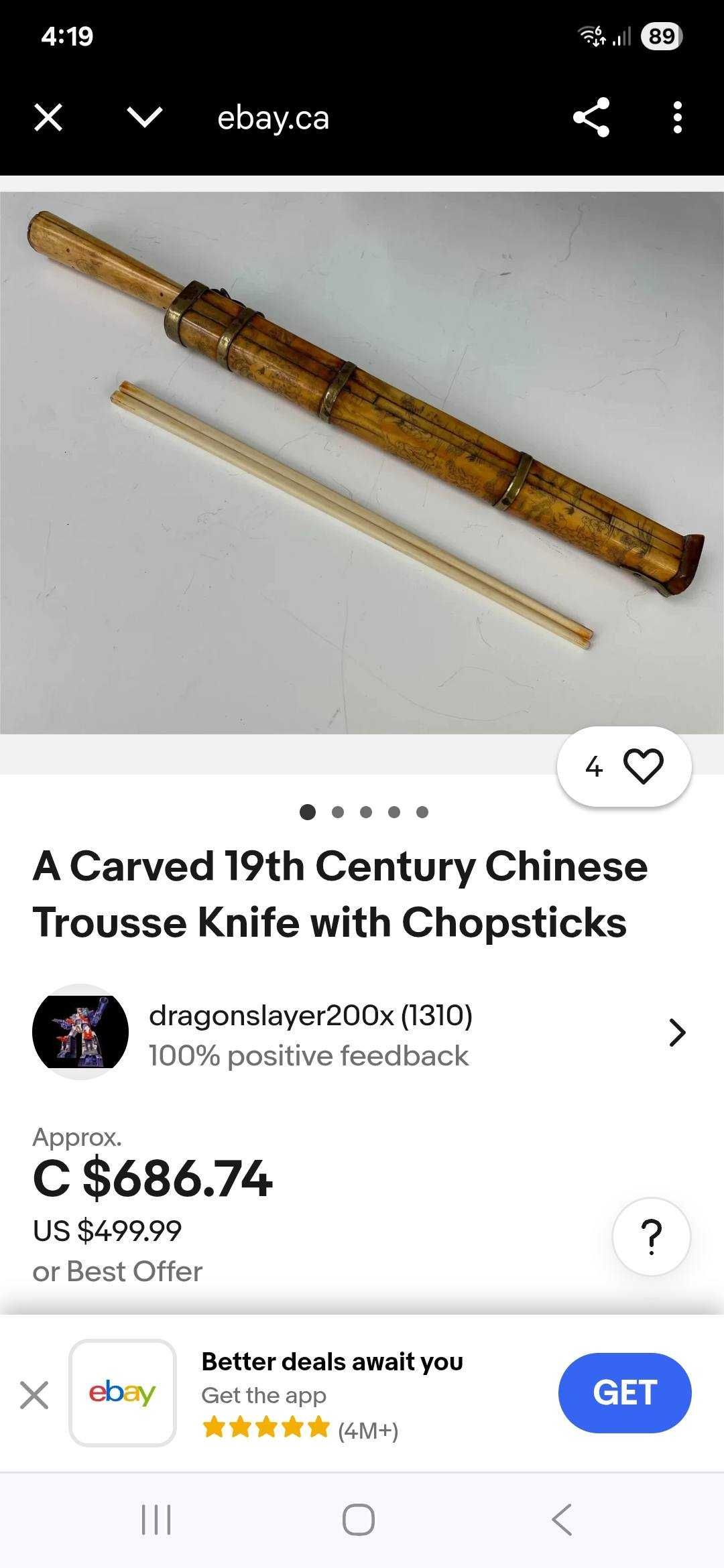 Set vintage chinezesc cutit si bete sec. XIX