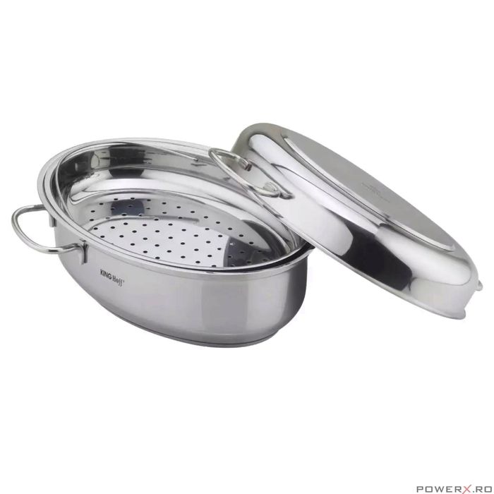 Tava pentru fiert la abur, din inox, cu capac, capacitate 5.8 litri,