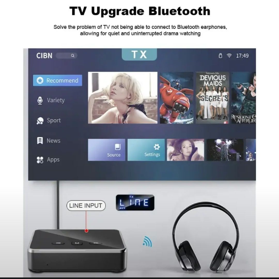 Беспроводной адаптер kebidumei RT06 Bluetooth 5.4, Черный