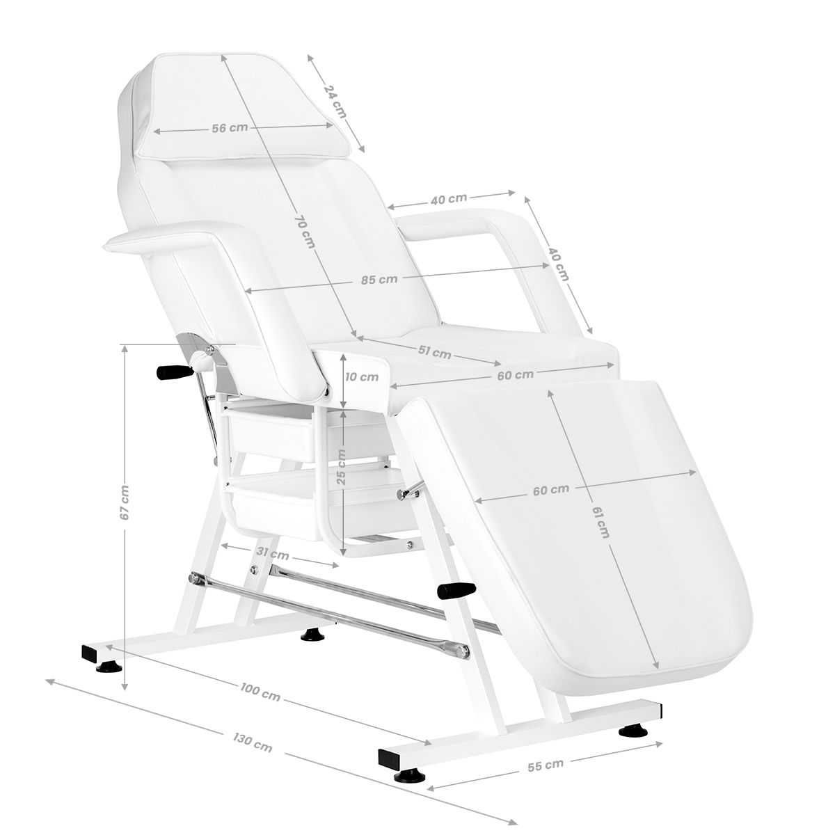 Фиксирана кушетка Sillon 180 х 60/85 х 68 см - бяла/черна