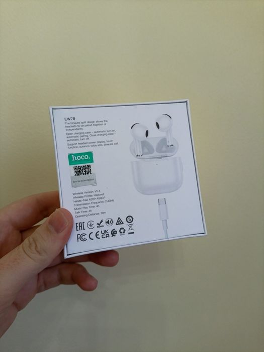 Продаются стильные наушники от бренда Hoco в стиле AirPods 4