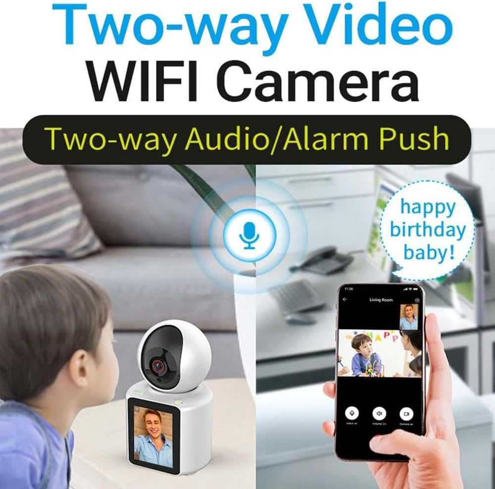 CIAJIE Двупосочна видеокамера 2,8'' екран wifi 360° интелигентна 1080p