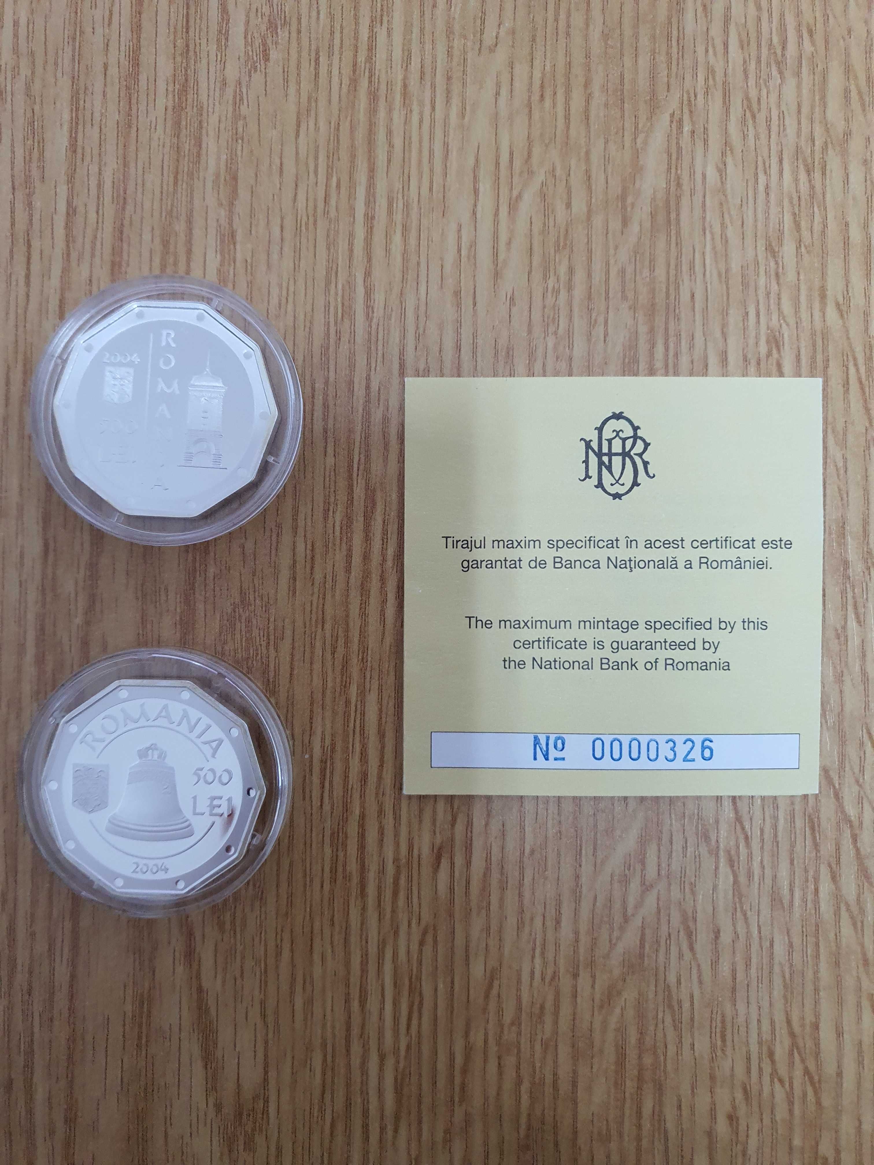 Set 2 monede BNR - Monumente de arta feudala crestina - 2004
