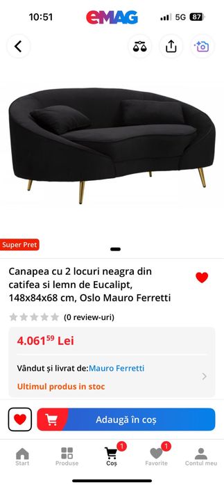 Canapea 2 locuri Oslo Mauro Ferretti