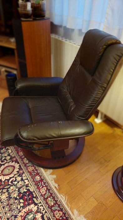 Кожен фотьойл , тъмнокафяв