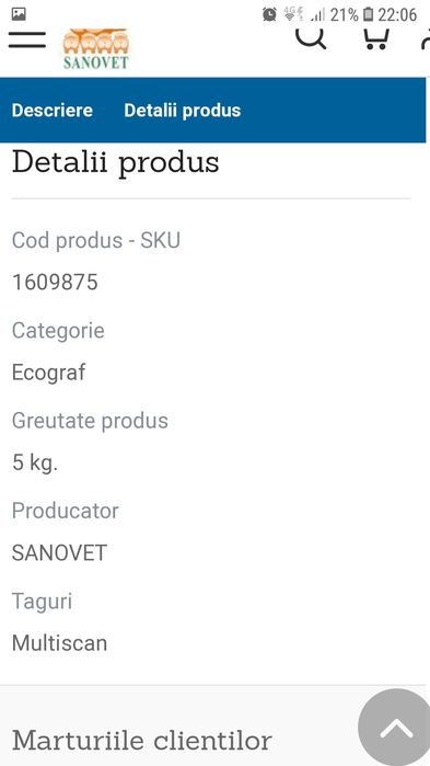 Analizor multiscan digital, de uz veterinar, nou