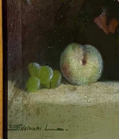 *VAZA CU TRANDAFIRI* Tablou f, f VECHI, ulei/panza, semnat.Cca 65x55cm