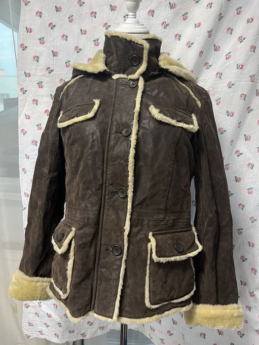 Jacheta din piele naturala imblanita Geaca de iarna Cojoc