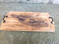 Platou rustic pirogravat de mari dimensiuni