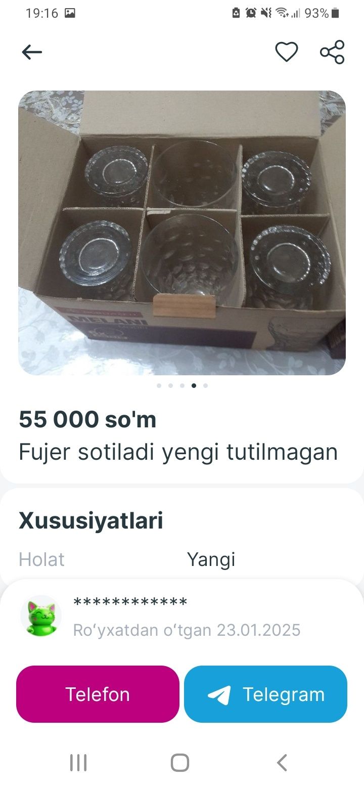 Qor shaģzoda pichoq stakan