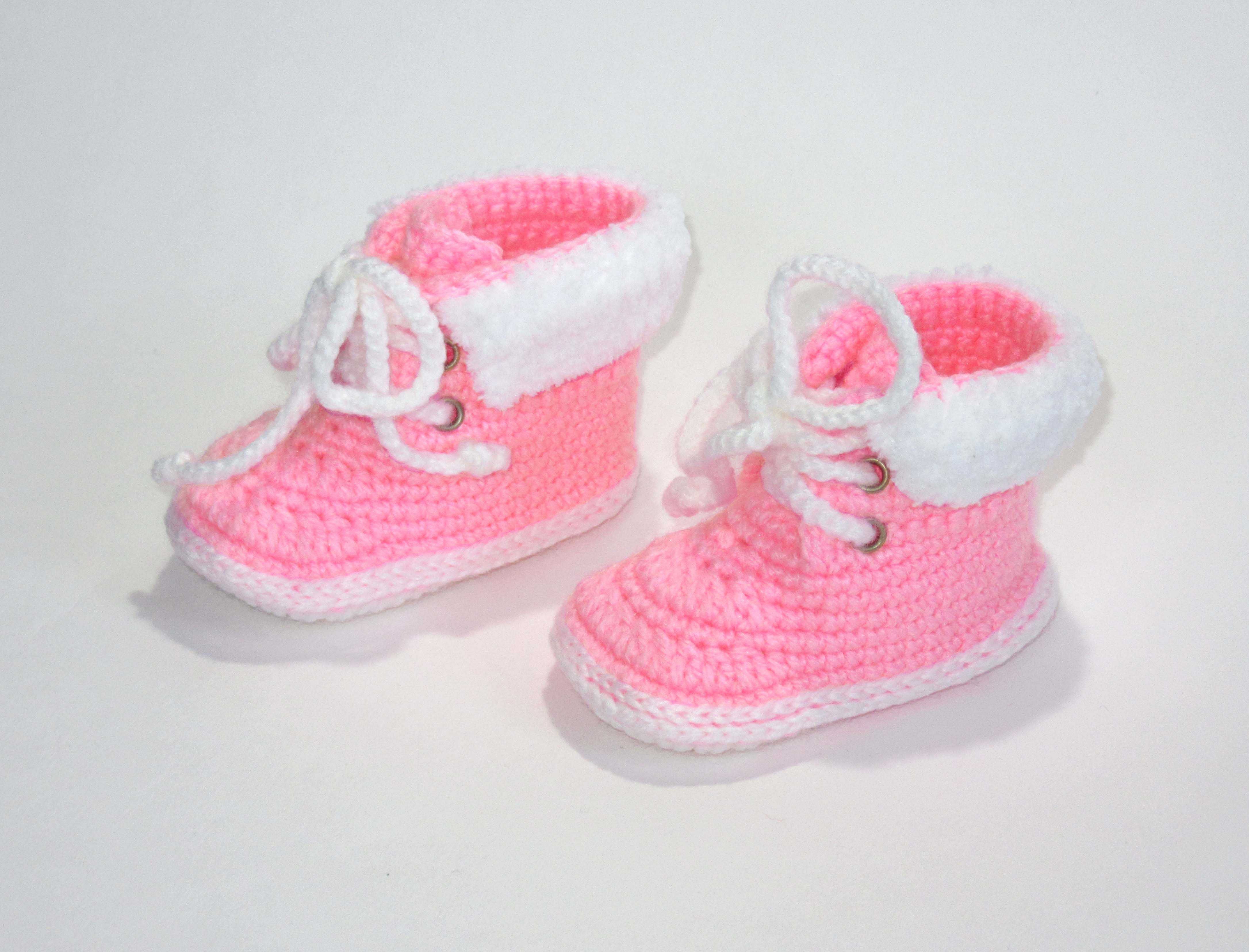 Розовые вязаные ботиночки для новорожденной девочки, Тёплые пинетки