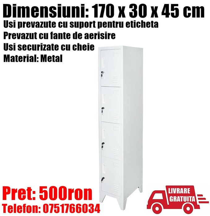 Dulap Vestiar Cabinet Depozitare Organizator Metalic 170x30x45cm DB