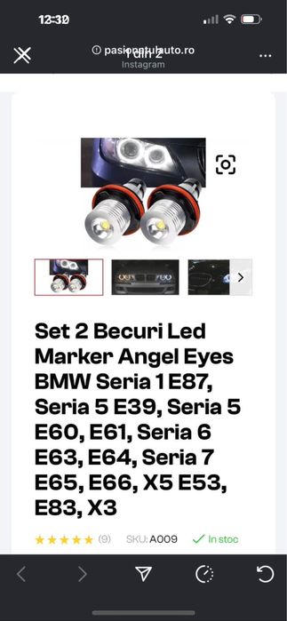 Set 2 becuri led osram angel eyes BMW seria 1,3,5,6,7; x5