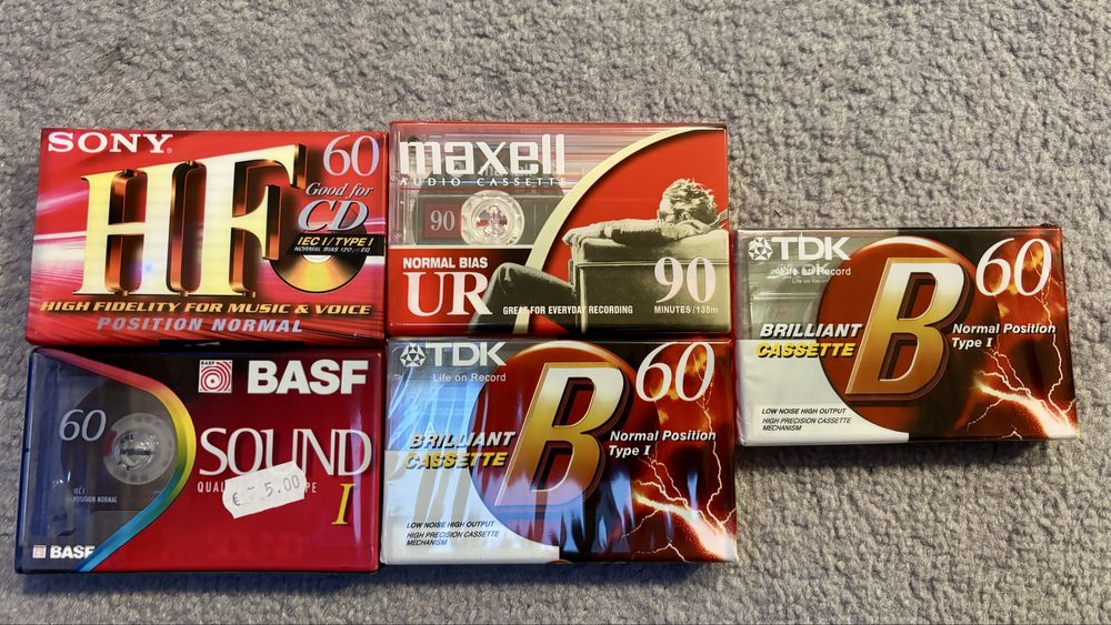 Lot 5 casete sigilate Maxell, Basf, Sony, Tdk