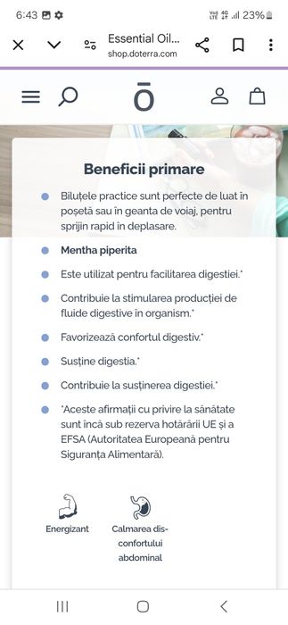 Biluțe Doterra cu ulei esențial de menta