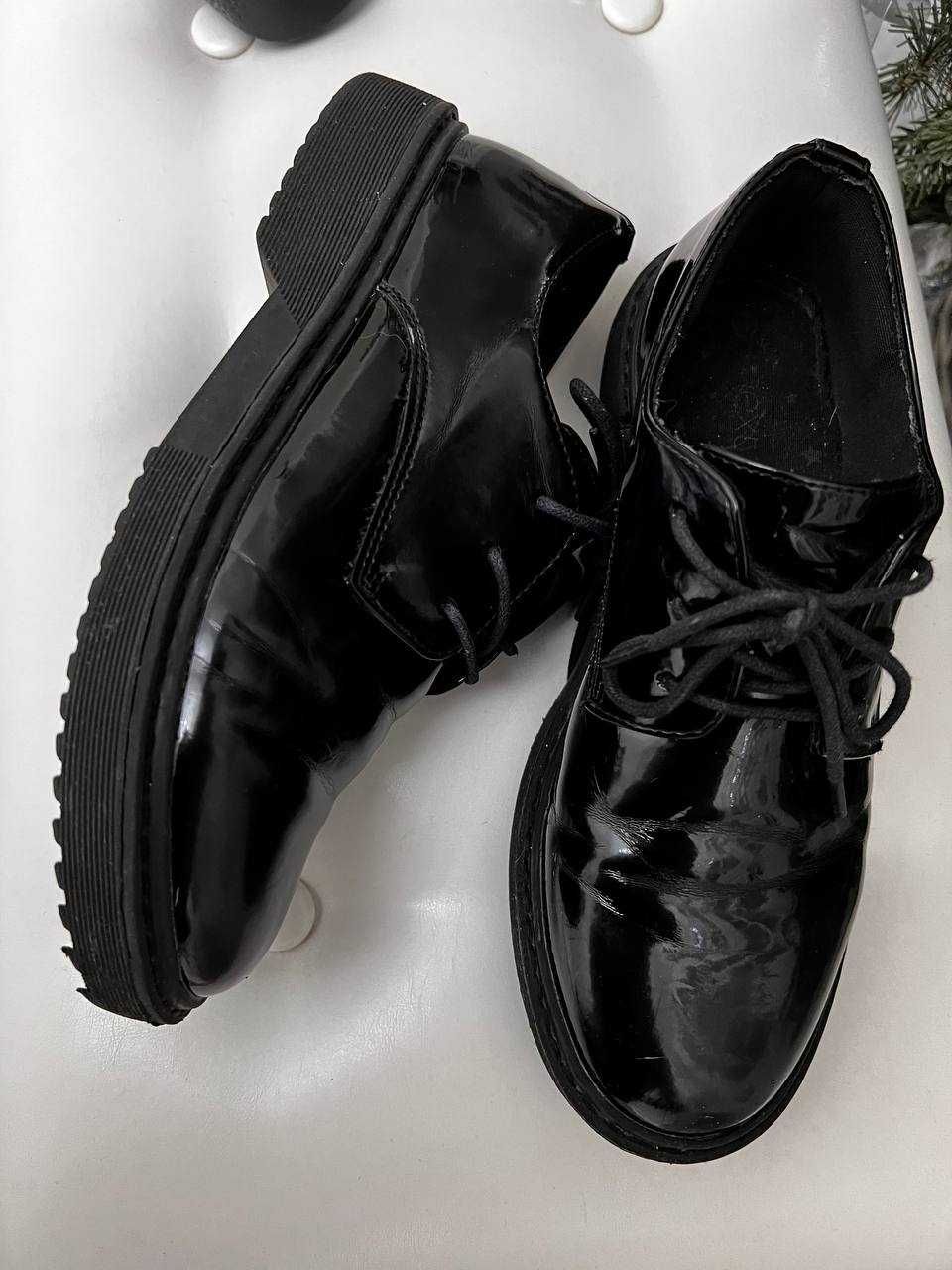 Черные лакированные туфли /ботинки/лоферы NEXT, размер 37
