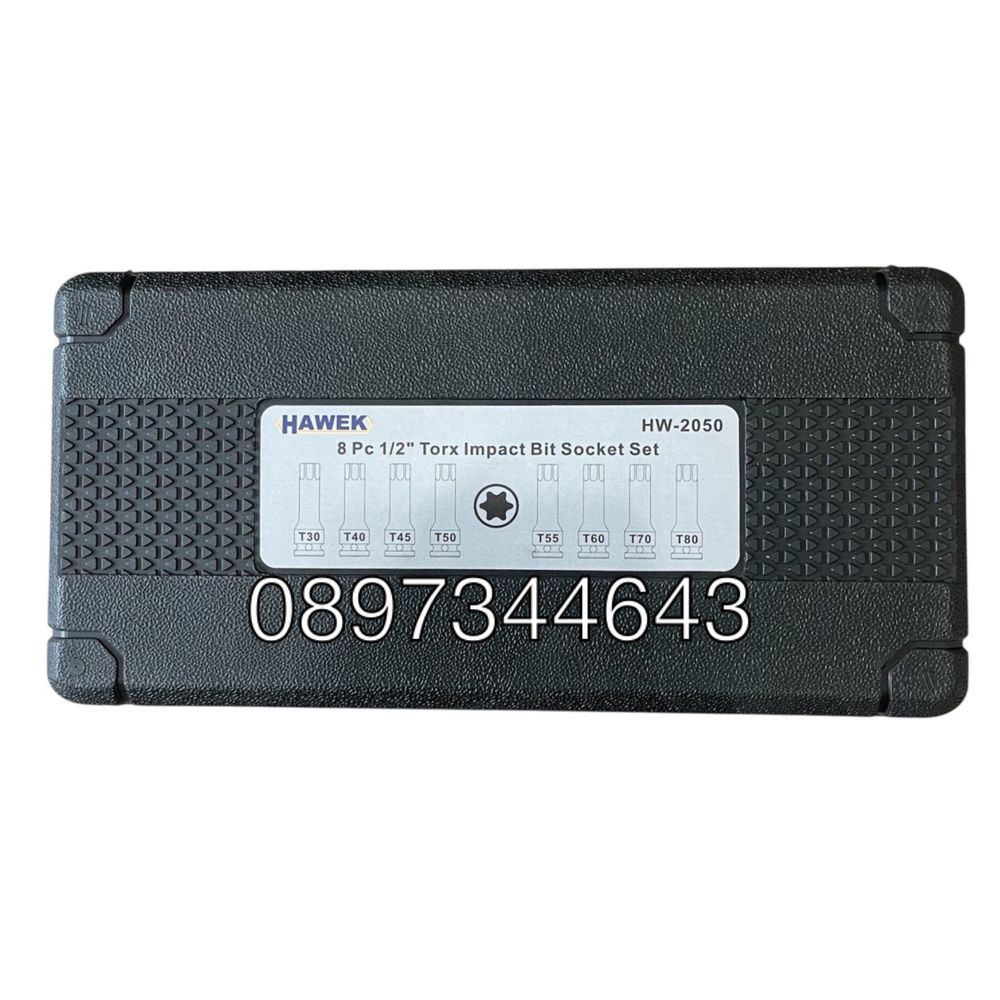 Комплект 8 части ударни битове 1/2 торкс Hawek-HW-2050