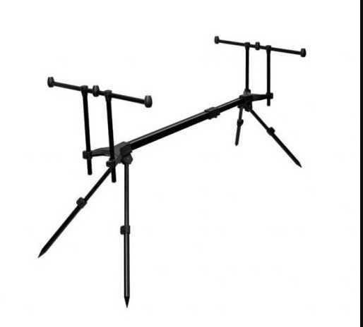 Rod pod 3 posturi lansete crap feeder negru pliabil cu husa transport