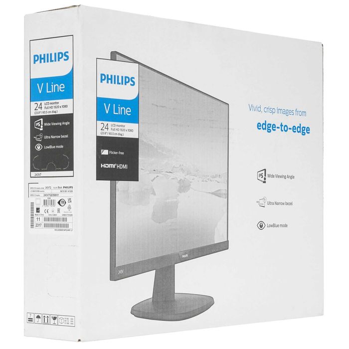 Монитор Philips 243V7QDSB/00 черный 23.8